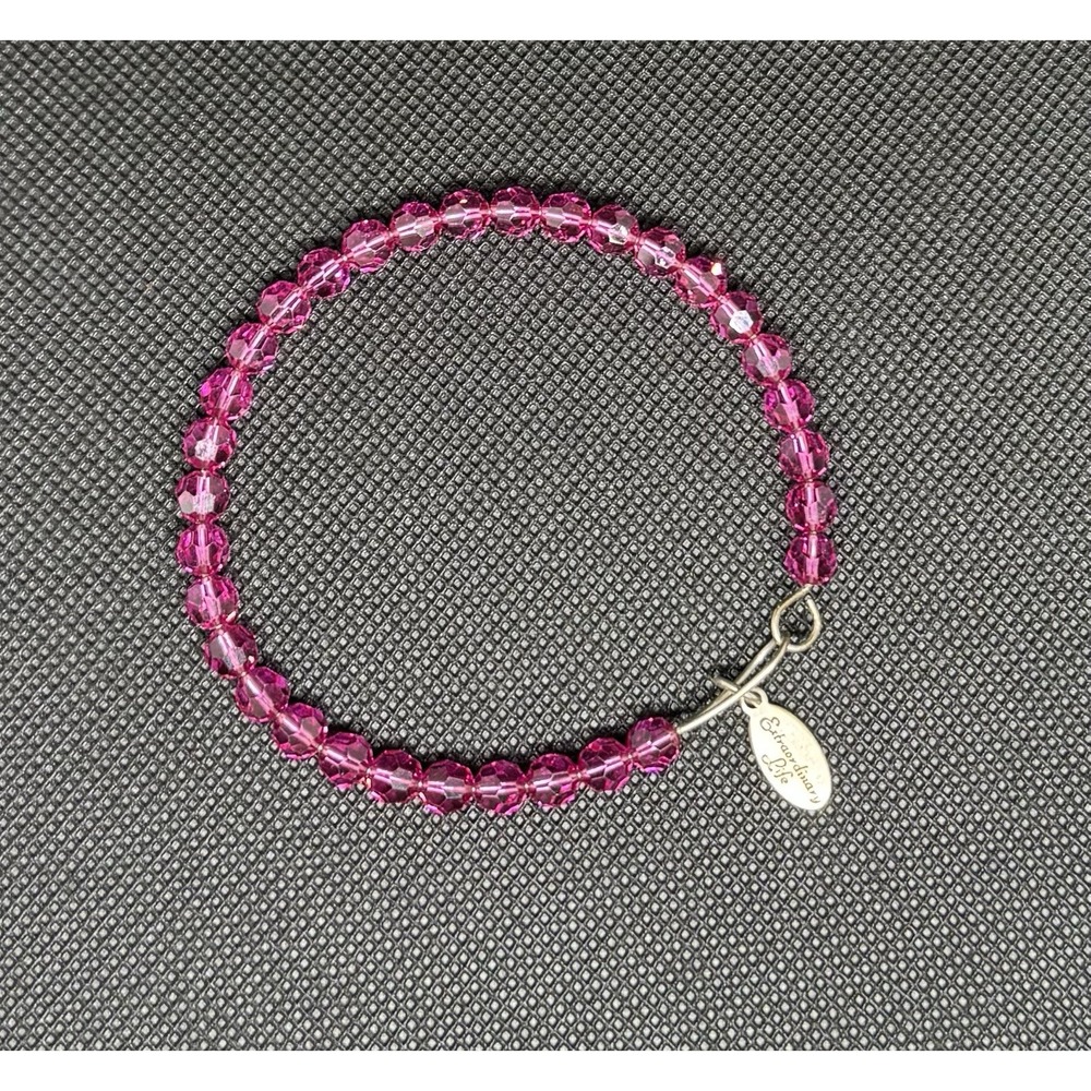 Extraordinary Life Pink Crystal Bead Bracelet Sterling Silver Tag Thailand 925